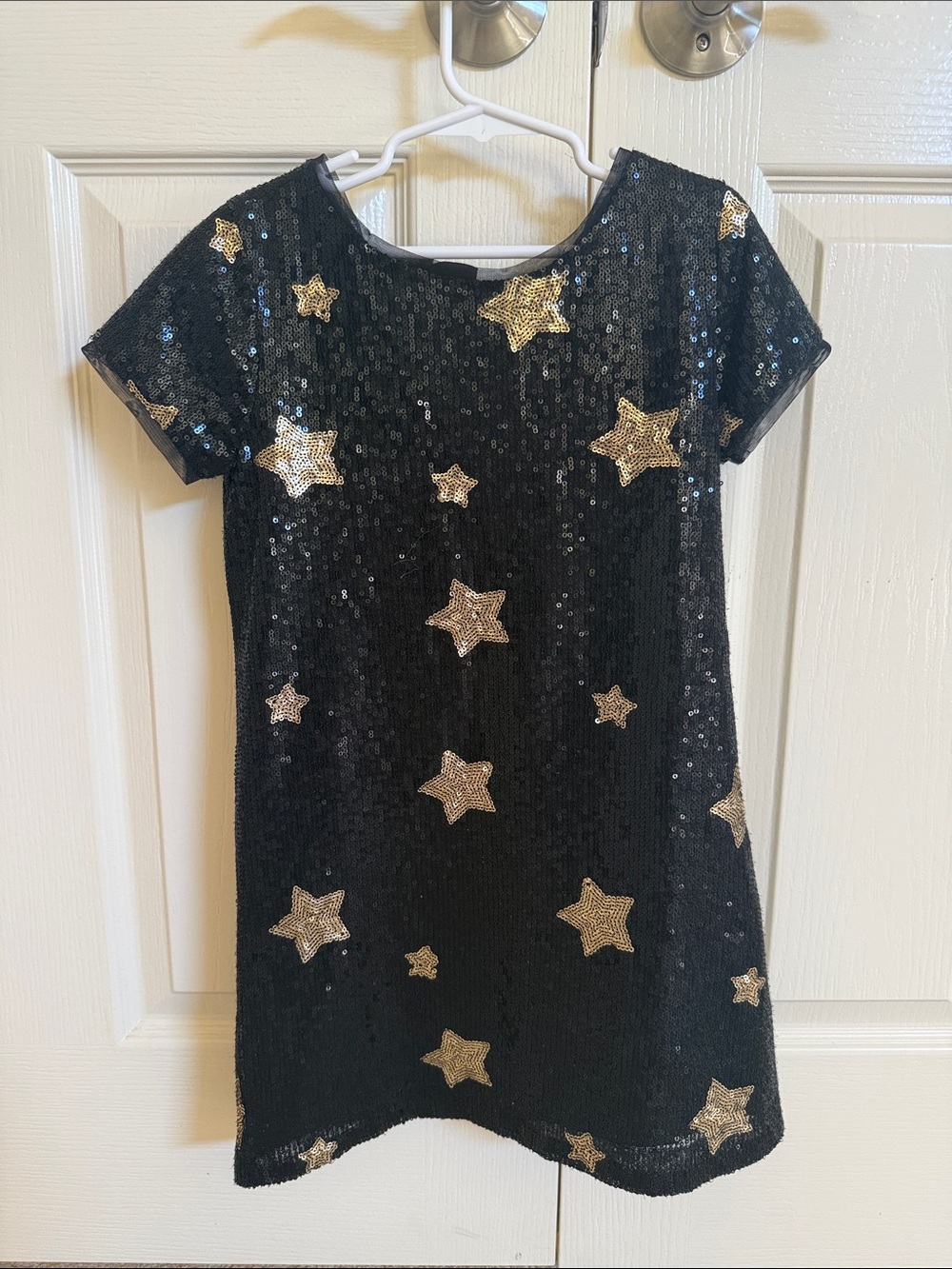 GAP Black Sequin Dress with Gold Star Appliqués